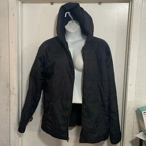 KREW black hooded jacket coat outwrwear quilted zip up xl